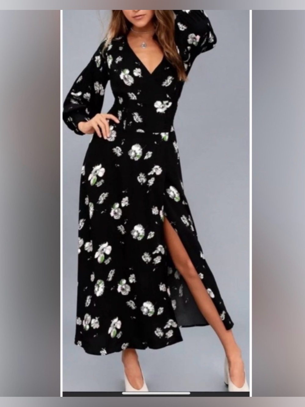 Free People So Sweetly Floral Print MIDI Dress
